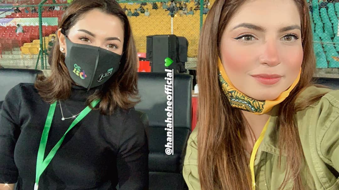 Hania Aamir and Dananeer Pictures from PSL Match