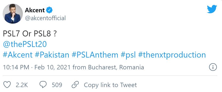 The Audience Want PSL 6 Anthem To Be Sung By Akcent