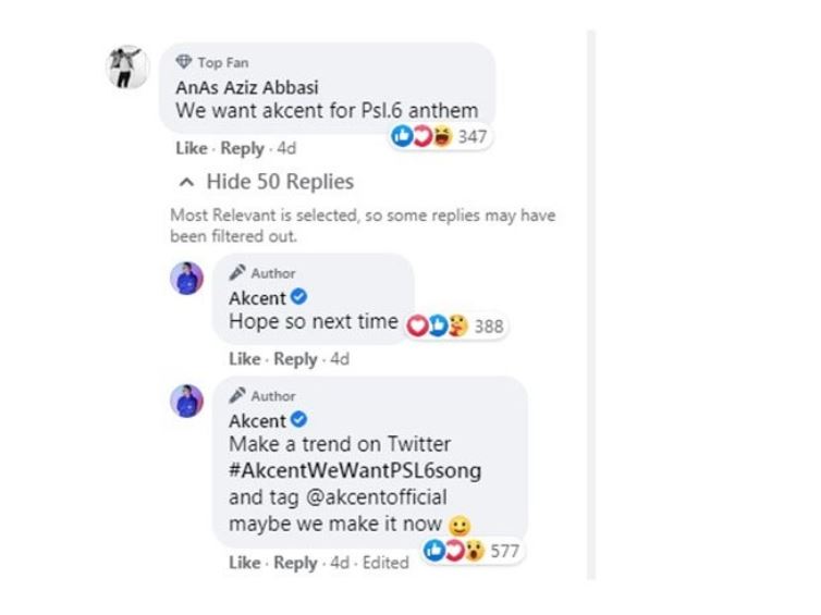 The Audience Want PSL 6 Anthem To Be Sung By Akcent