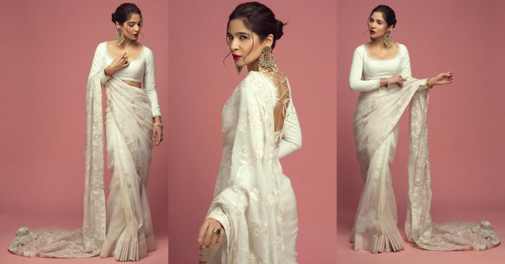 Ayesha Omar Stuns In Luxurious White Saree