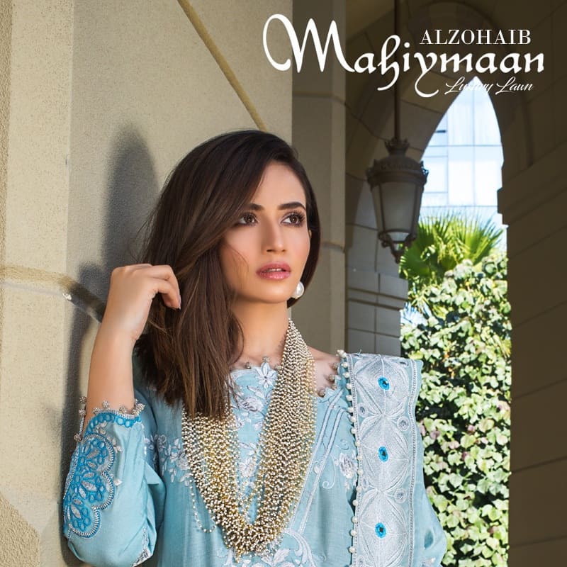 Latest Collection Of Alzohaib Textile Featuring The Gorgeous Sana Javed