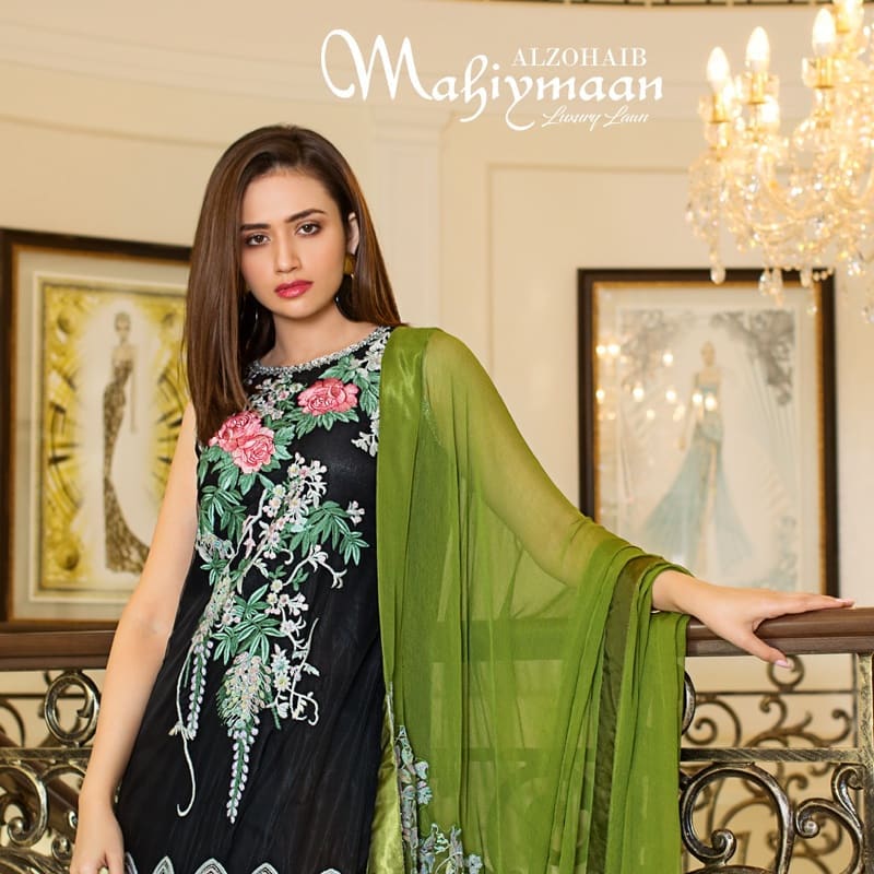 Latest Collection Of Alzohaib Textile Featuring The Gorgeous Sana Javed