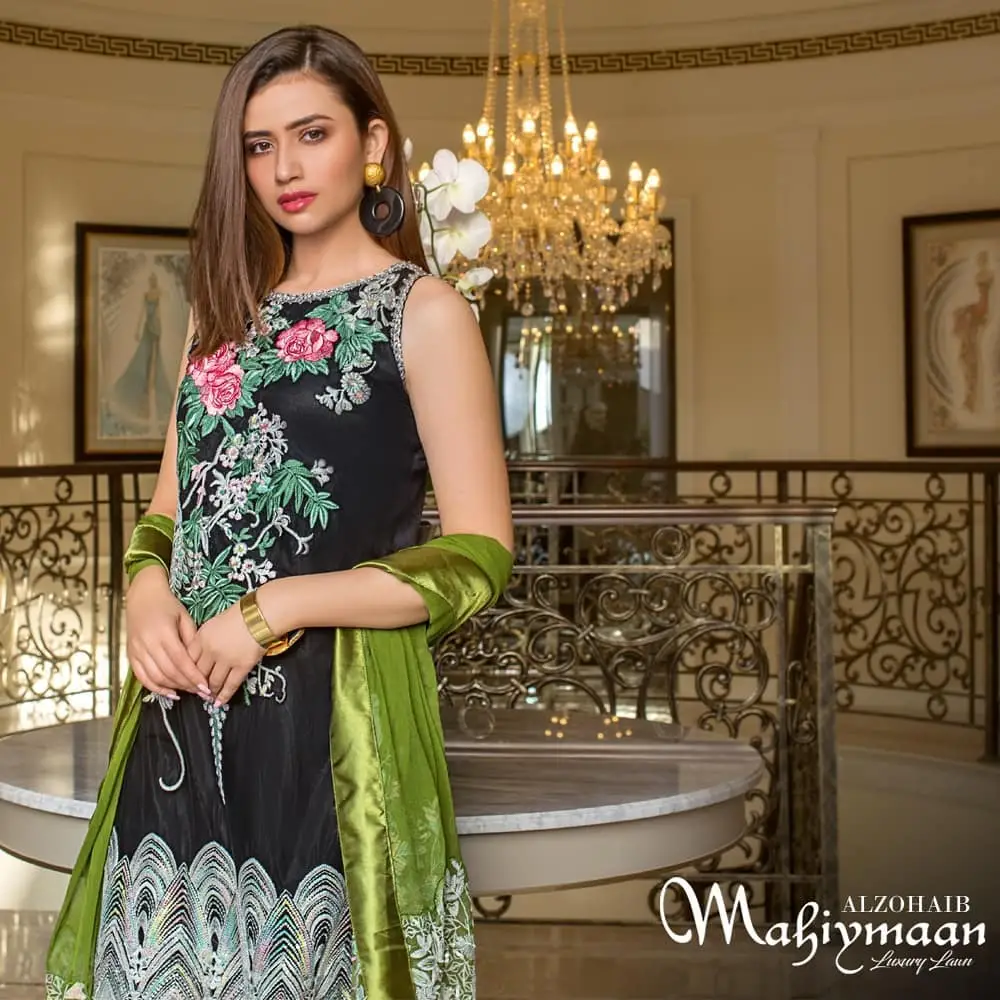 Latest Collection Of Alzohaib Textile Featuring The Gorgeous Sana Javed