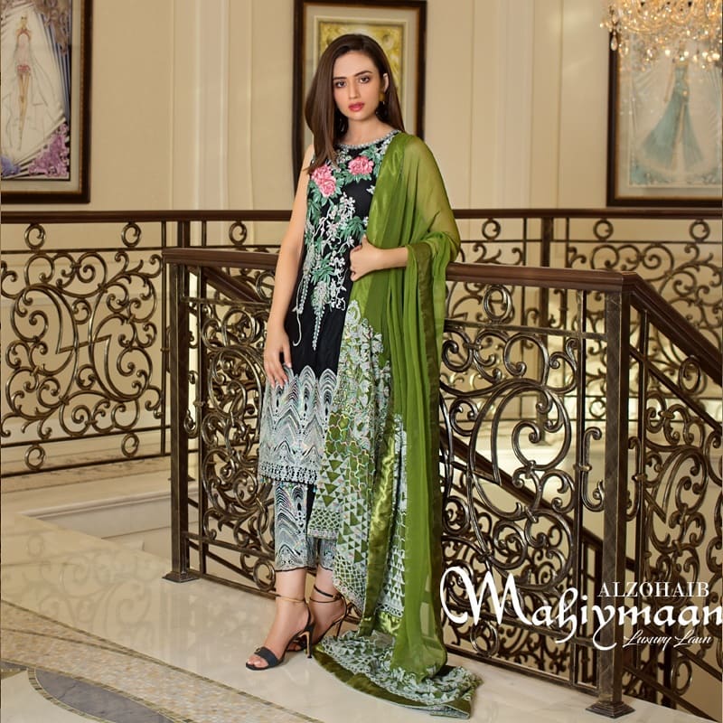 Latest Collection Of Alzohaib Textile Featuring The Gorgeous Sana Javed