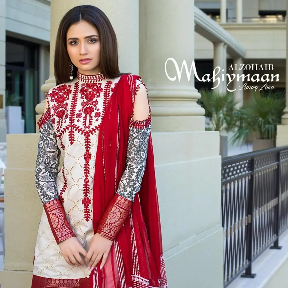 Latest Collection Of Alzohaib Textile Featuring The Gorgeous Sana Javed