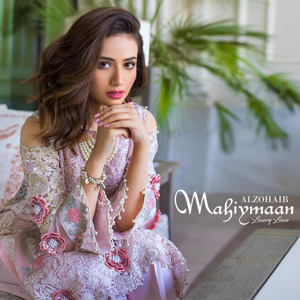 Latest Collection Of Alzohaib Textile Featuring The Gorgeous Sana Javed