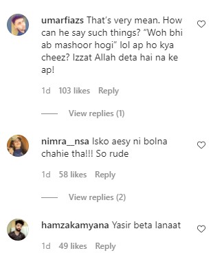 Yasir Hussain And Vasay Chaudhry Under Criticism For Their Remarks About Nausheen Shah