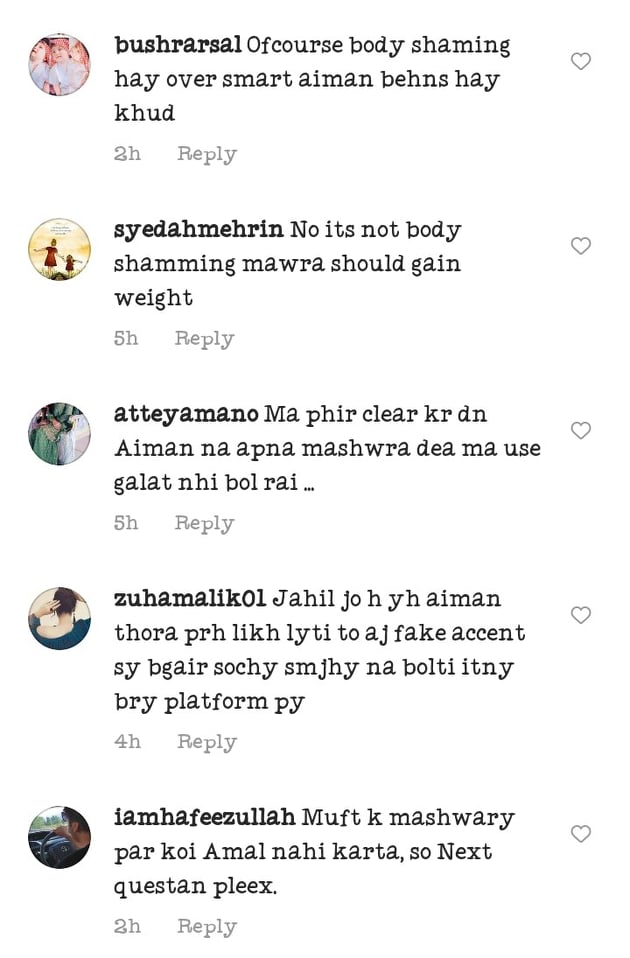 Netizens Criticized Aiman Khan On Her Weight Gain Advice For Mawra