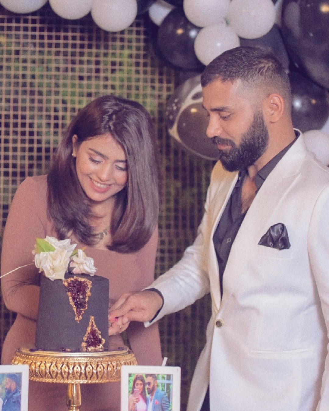 Anumta Qureshi with her Husband on Their Birthday Party