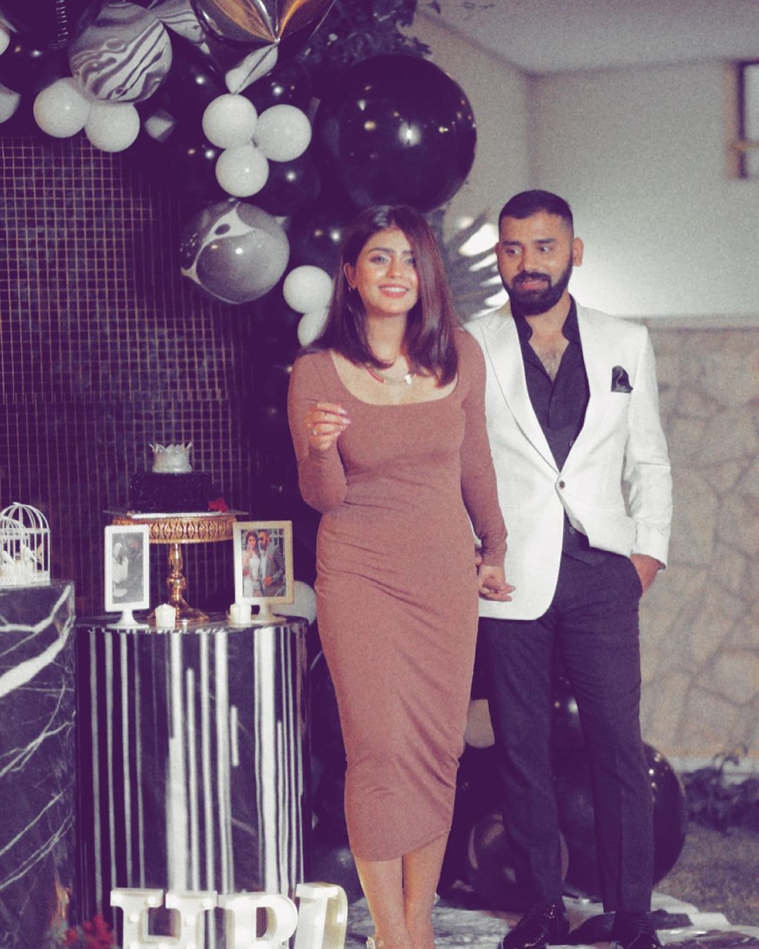 Anumta Qureshi with her Husband on Their Birthday Party