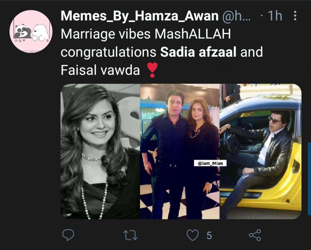 Faisal Vawda And Sadia Afzal Marriage Revealed