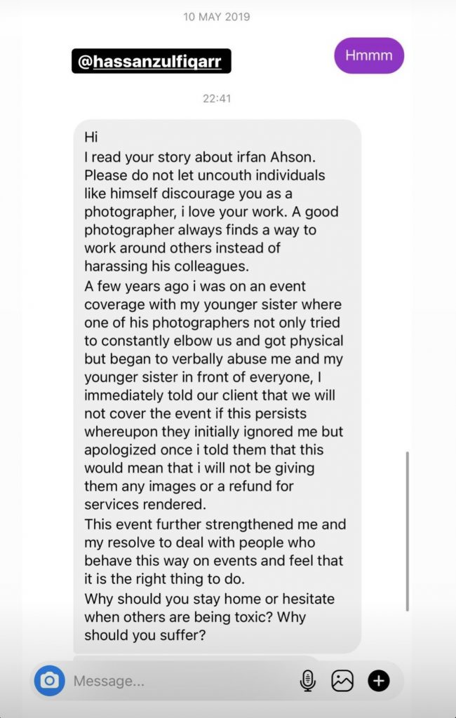 Photographer Irfan Ahson Accused of Bullying by Female Photographer