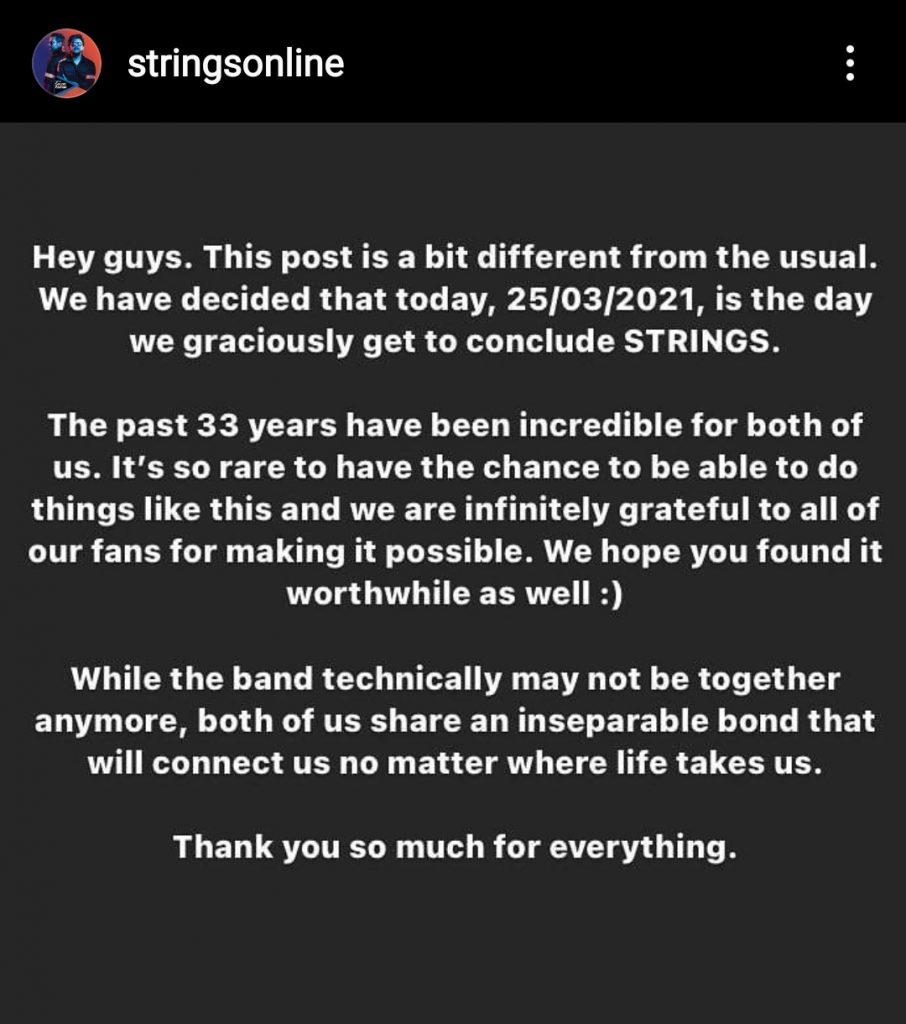 Bilal and Faisal of Strings The Band Have Parted Ways