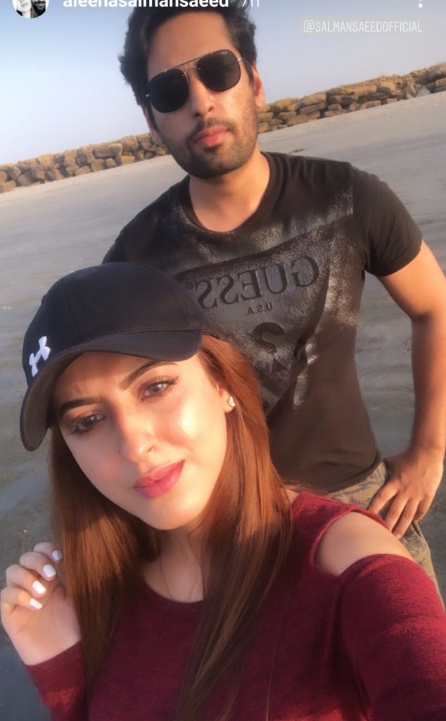 Salman Saeed Beautiful Pictures With Wife From Beach