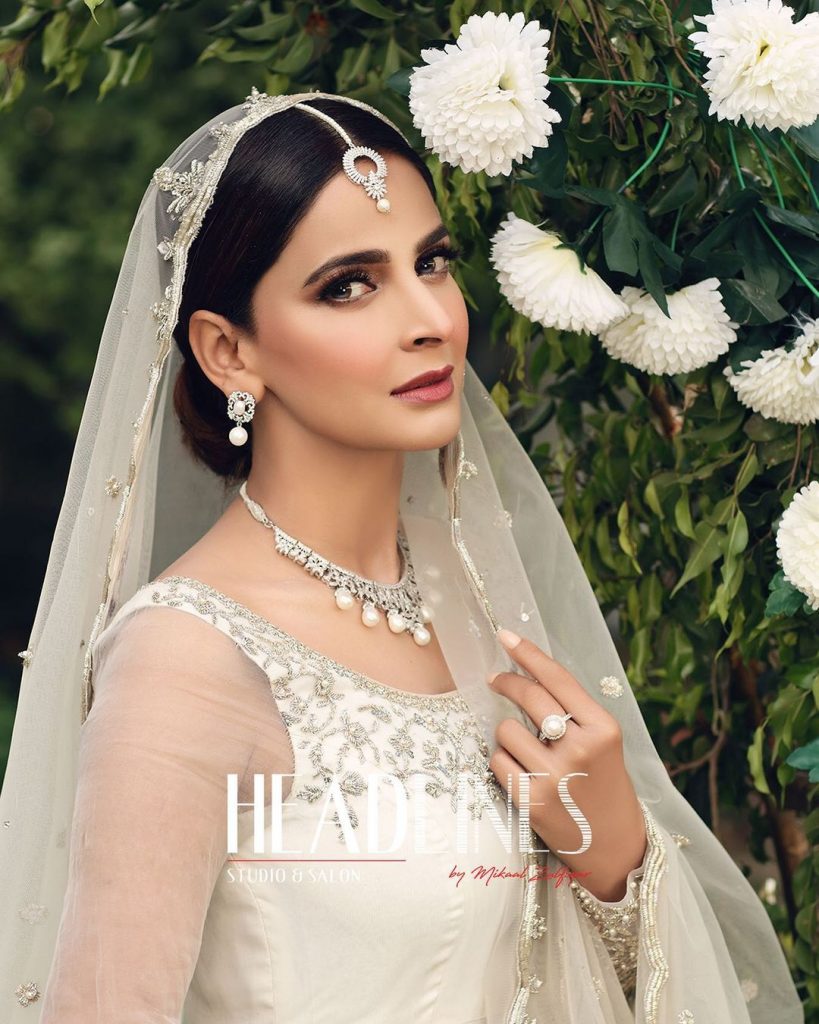 Saba Qamar Looks Drop Dead Gorgeous In Ivory Bridal Ensemble