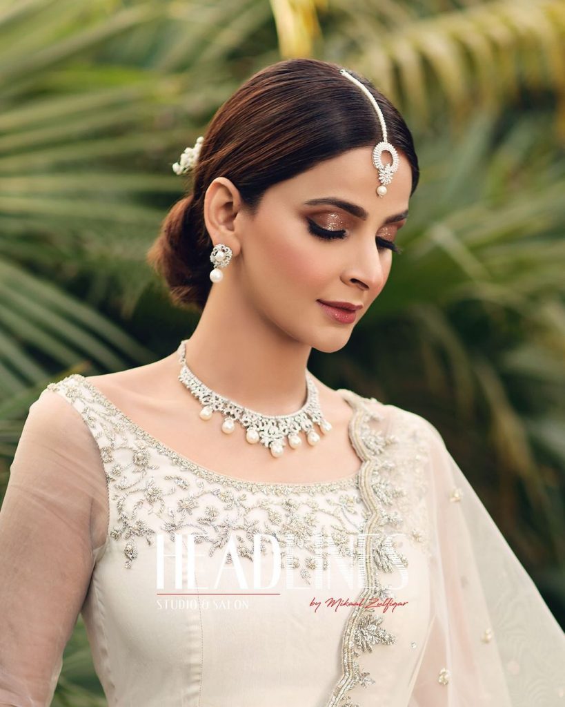 Saba Qamar Looks Drop Dead Gorgeous In Ivory Bridal Ensemble