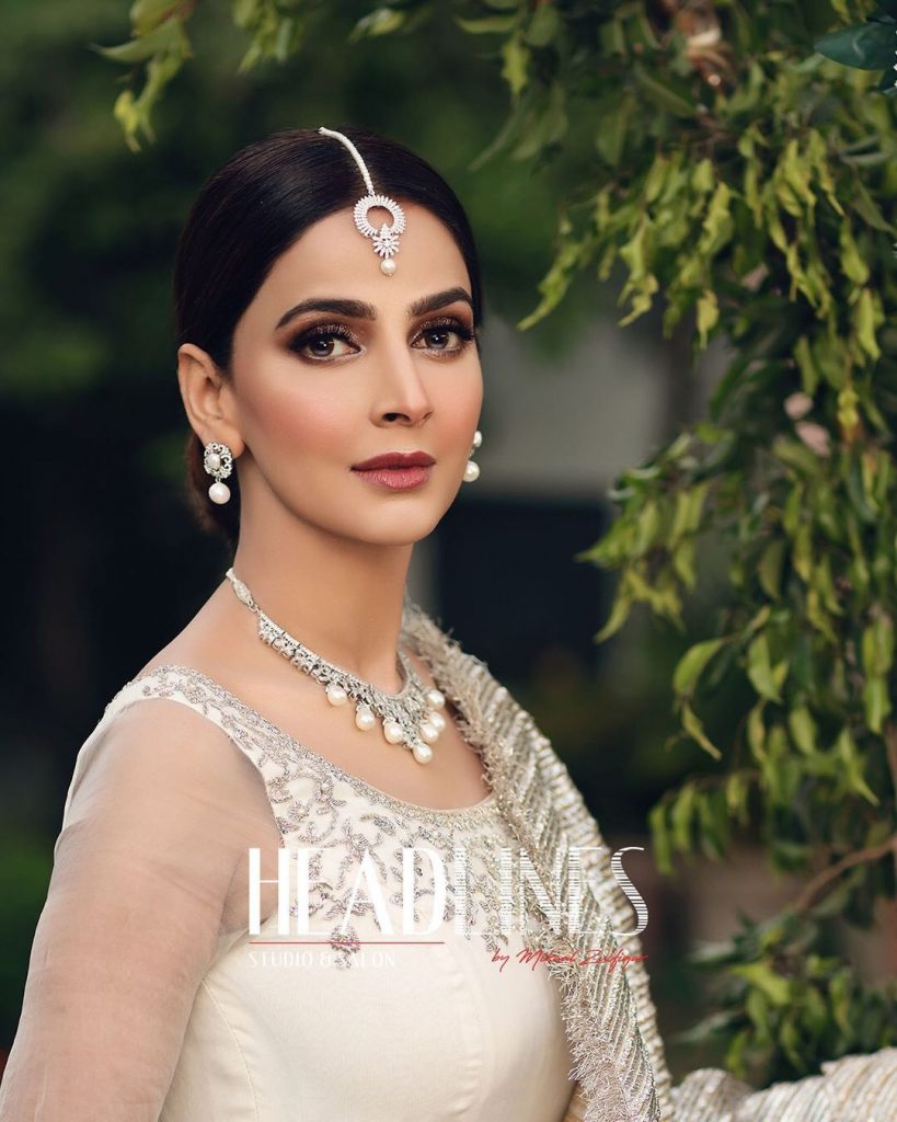 Saba Qamar Looks Drop Dead Gorgeous In Ivory Bridal Ensemble