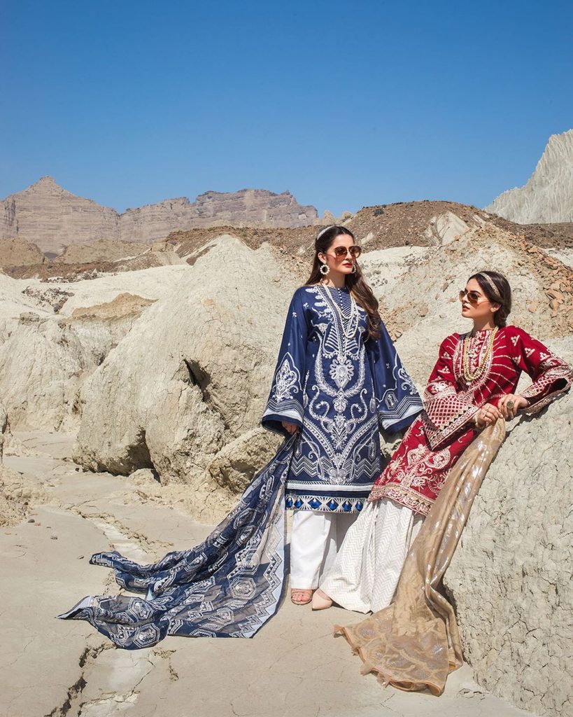 Erum Khan Lawn Collection'21 Featuring Aiman Khan And Minal Khan