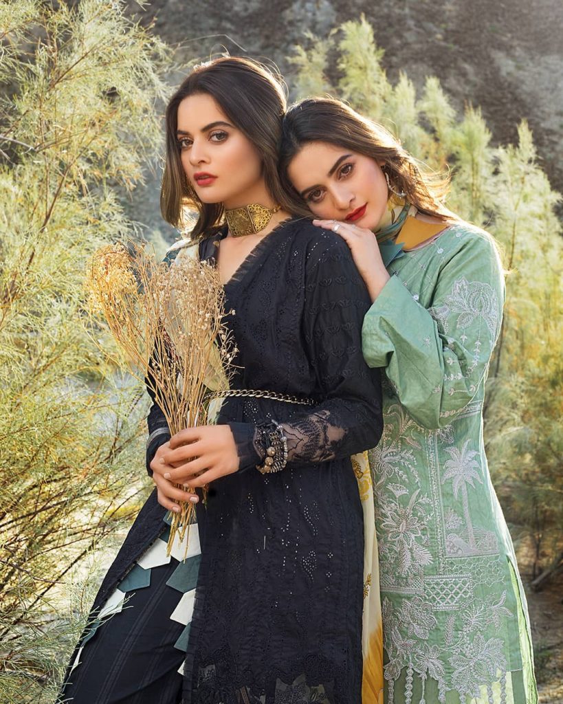 Erum Khan Lawn Collection'21 Featuring Aiman Khan And Minal Khan