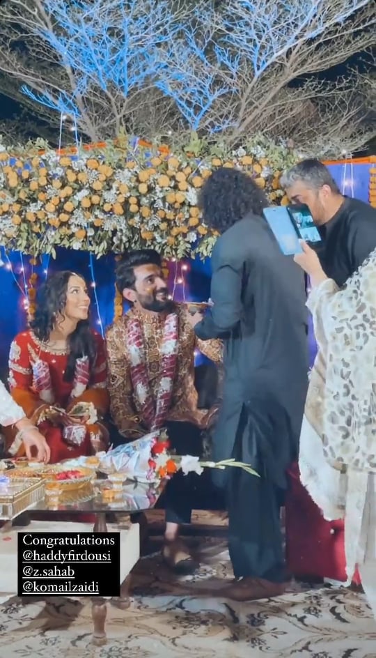 Aiman And Muneeb Spotted At Haddy Firdousi's Mehndi