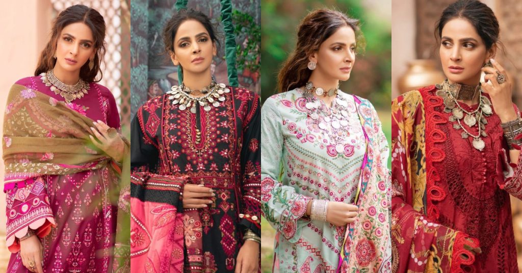 Maryam Hussain's Latest Luxury Lawn Collection Featuring Saba Qamar