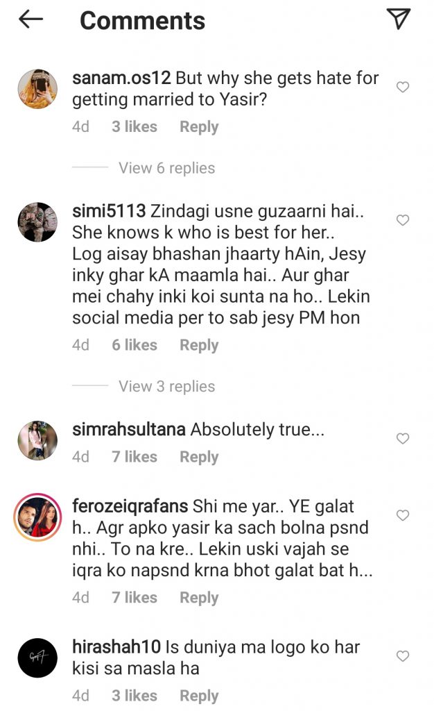 Fans Think That Iqra Aziz Faces Unnecessary Backlash Because of Husband Yasir