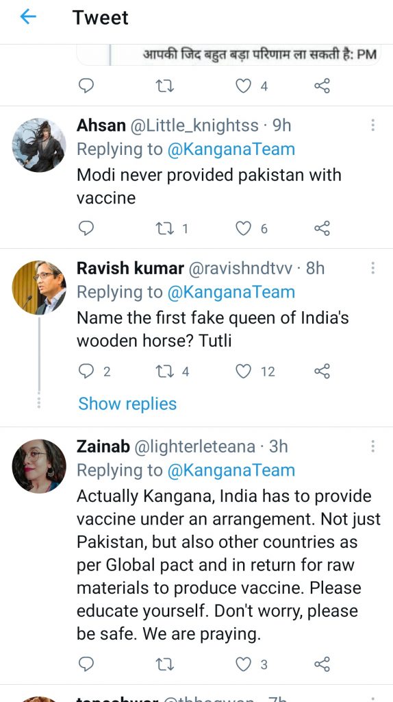 India And Pakistan Thrashed Kangna Ranaut On Her Recent Statement
