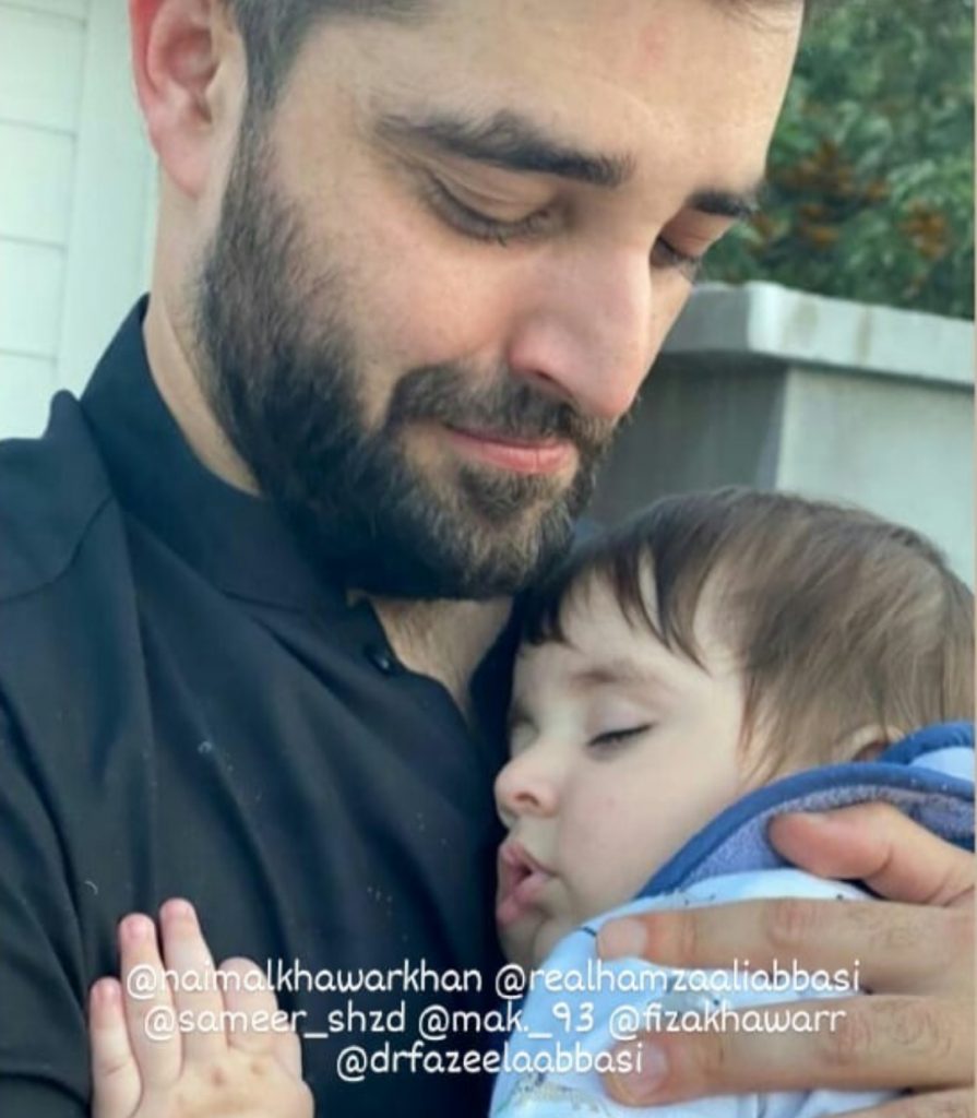Hamza Ali Abbasi Adorable Pictures With Son