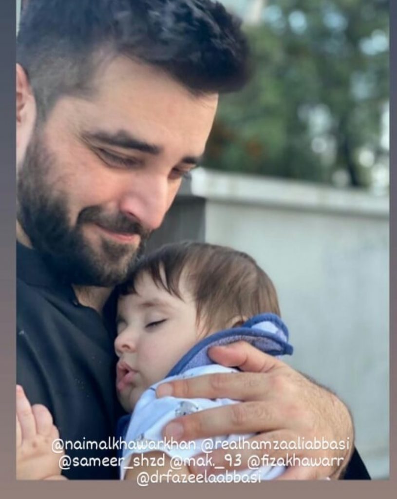 Hamza Ali Abbasi Adorable Pictures With Son