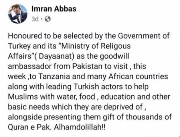 Imran Abbas Will Be Helping The Muslims In Africa