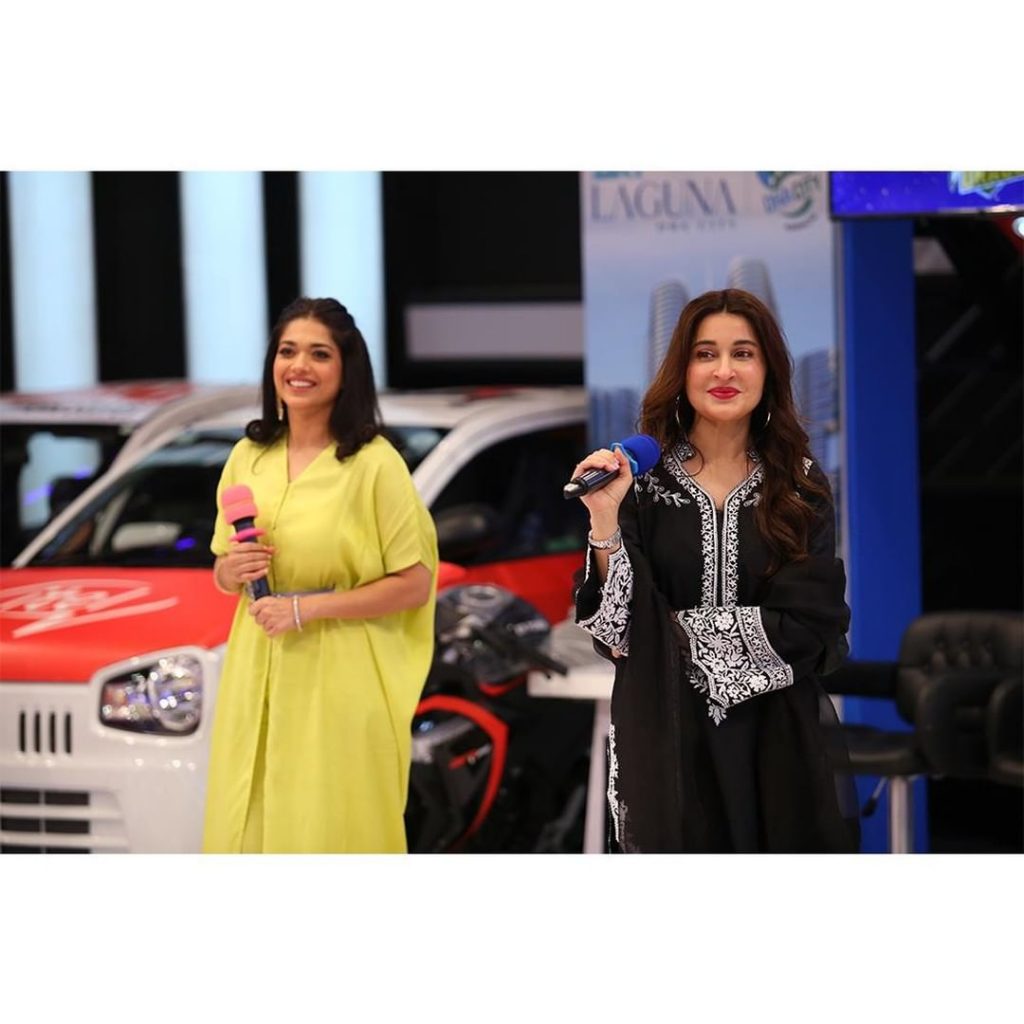 Sanam Jung And Madeha Naqvi At The Set Of JPL
