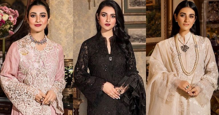 Meeras By Nilofer Shahid Latest Collection Featuring Sarah Khan