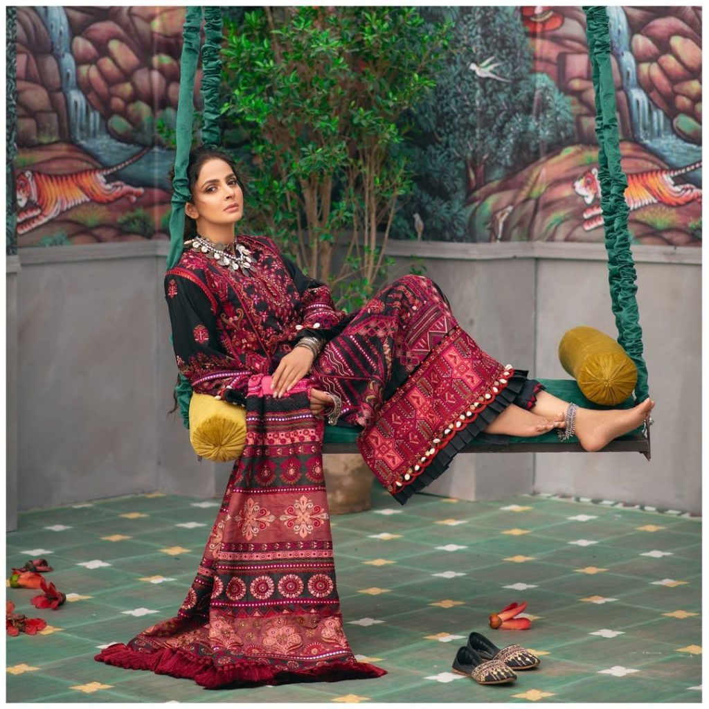 Maryam Hussain's Latest Luxury Lawn Collection Featuring Saba Qamar