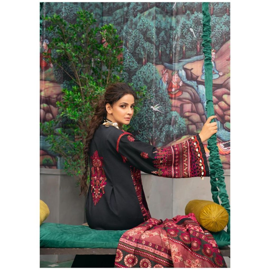 Maryam Hussain's Latest Luxury Lawn Collection Featuring Saba Qamar