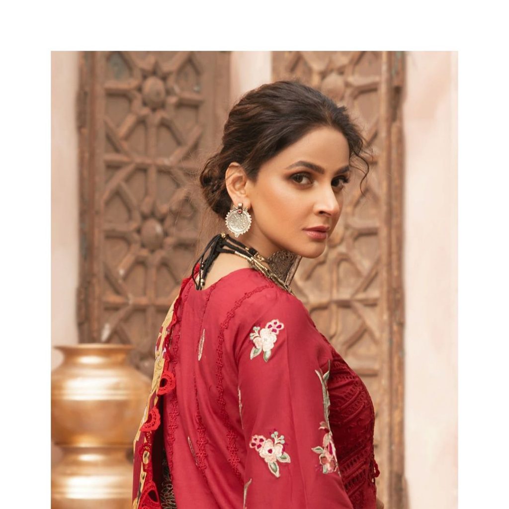 Maryam Hussain's Latest Luxury Lawn Collection Featuring Saba Qamar