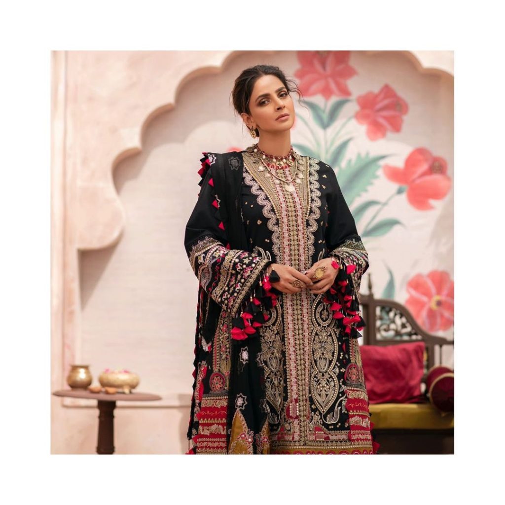 Maryam Hussain's Latest Luxury Lawn Collection Featuring Saba Qamar