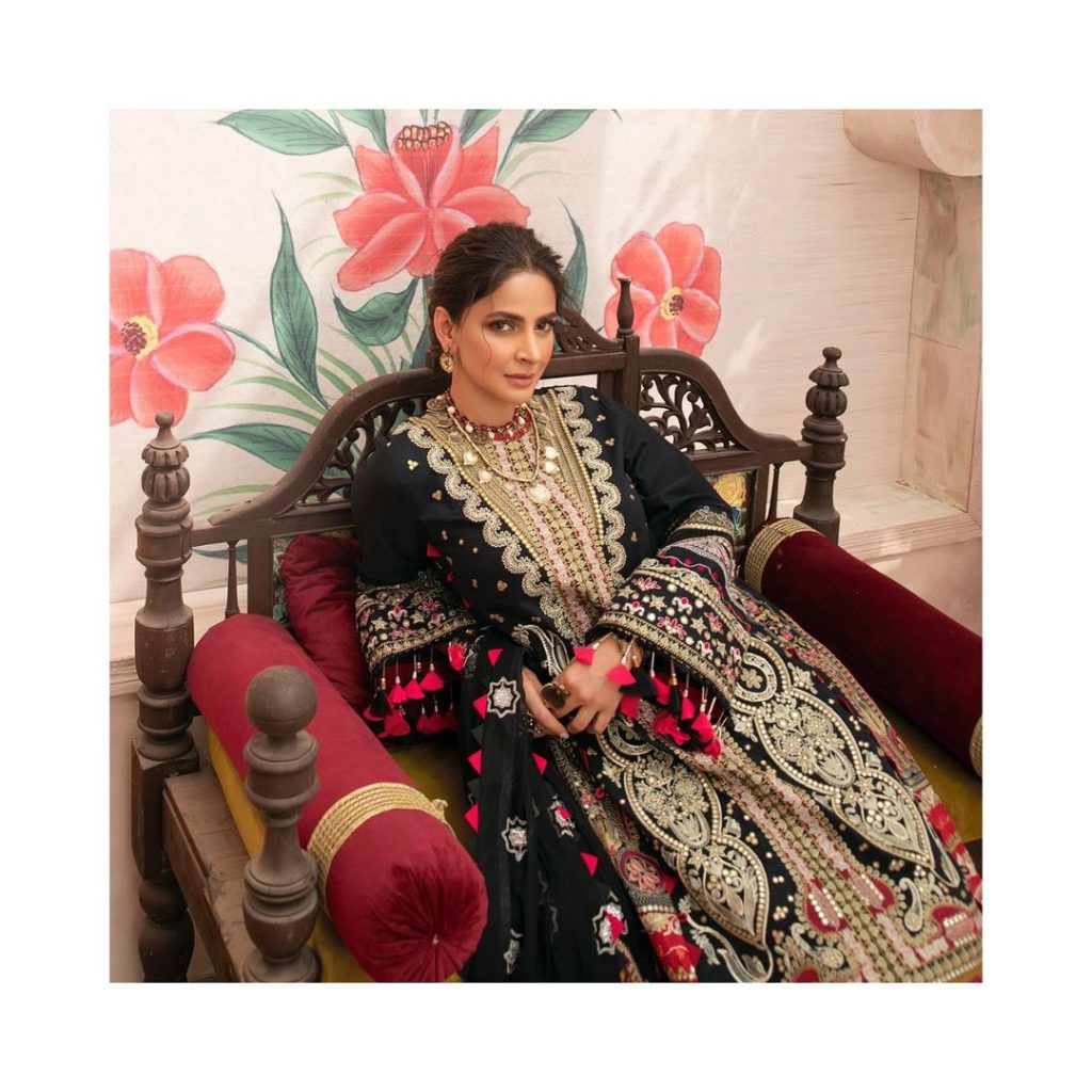 Maryam Hussain's Latest Luxury Lawn Collection Featuring Saba Qamar