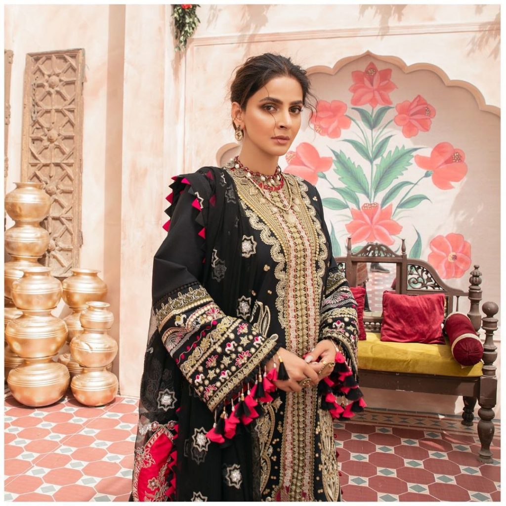 Maryam Hussain's Latest Luxury Lawn Collection Featuring Saba Qamar