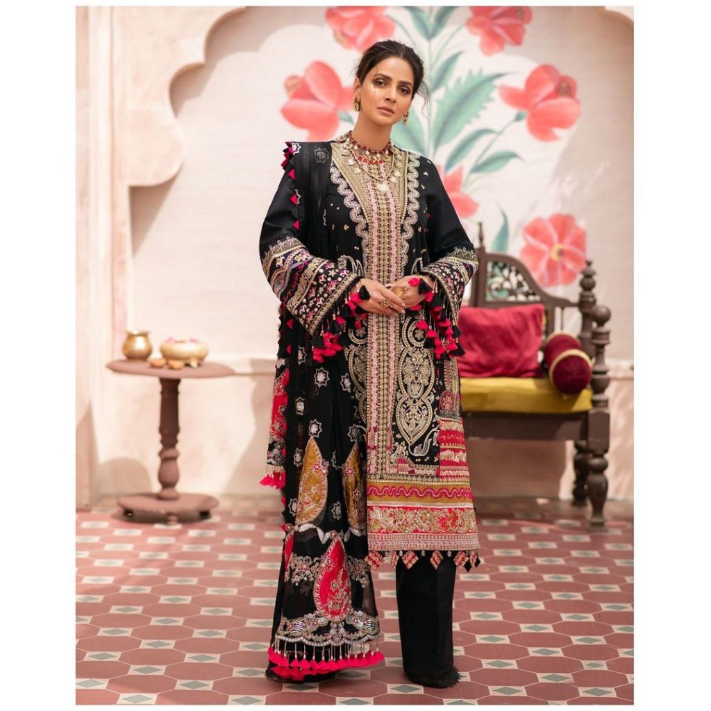 Maryam Hussain's Latest Luxury Lawn Collection Featuring Saba Qamar