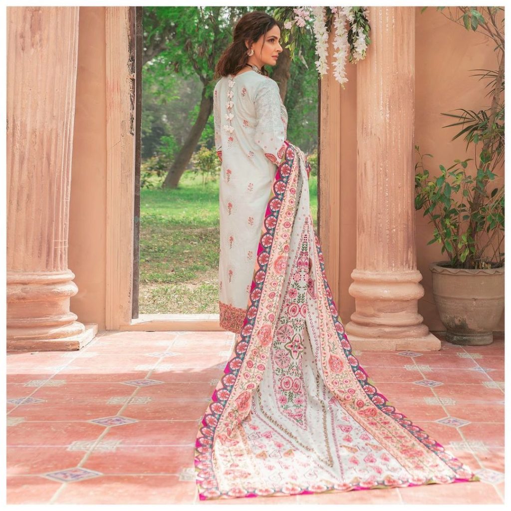 Maryam Hussain's Latest Luxury Lawn Collection Featuring Saba Qamar