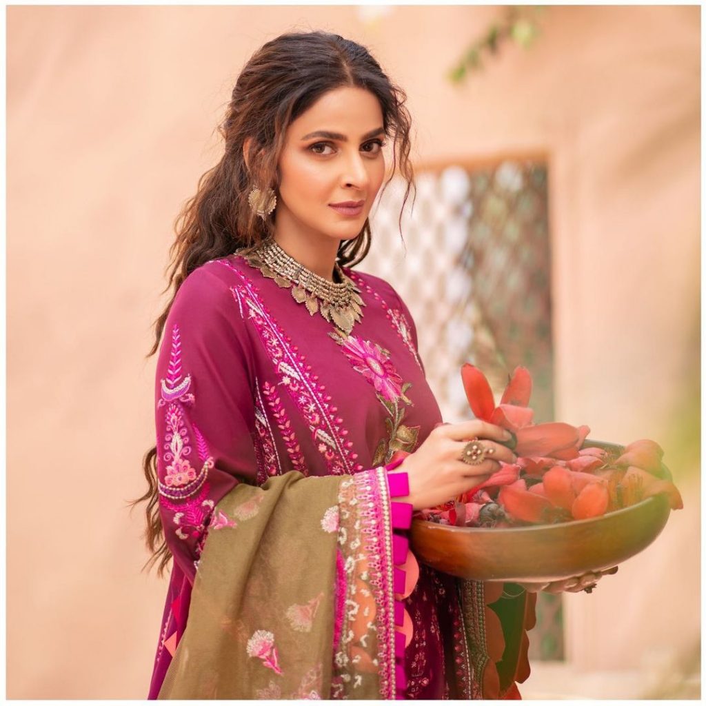 Maryam Hussain's Latest Luxury Lawn Collection Featuring Saba Qamar