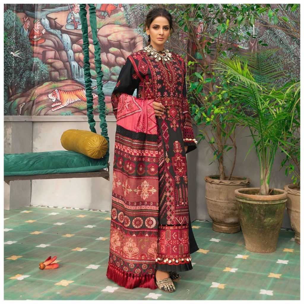 Maryam Hussain's Latest Luxury Lawn Collection Featuring Saba Qamar