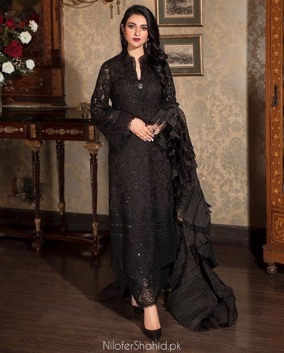 Pakistani black dress clearance collection