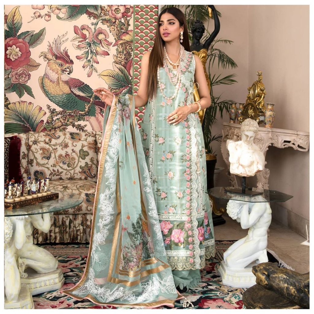 Crimson Luxury Lawn by Saira Shakira Featuring Sonya Hussyn