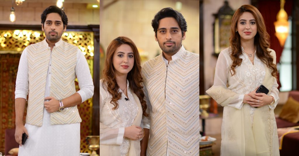 Salman Saeed With His Wife Aleena At The Set Of Shan-e-Suhoor