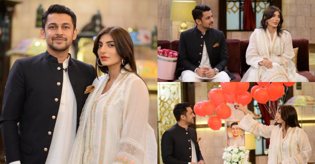 Mariam Ansari With Her Husband Owais Khan At The Set Of Shan-e-Suhoor