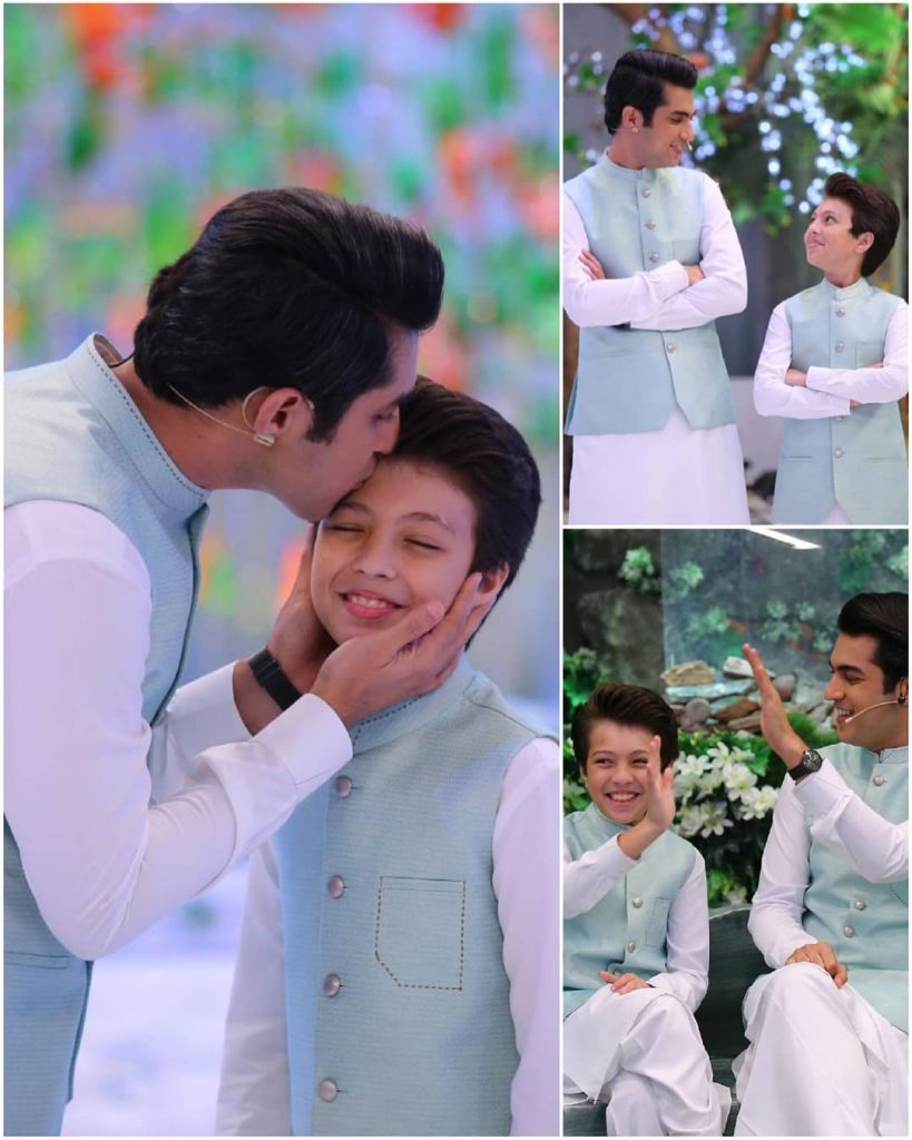 Iqrar-ul-Hassan And Pehlaaj Iqrar Pictured Together On Set Of Shan-e-Ramzan