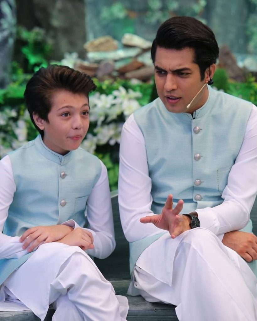 Iqrar-ul-Hassan And Pehlaaj Iqrar Pictured Together On Set Of Shan-e-Ramzan