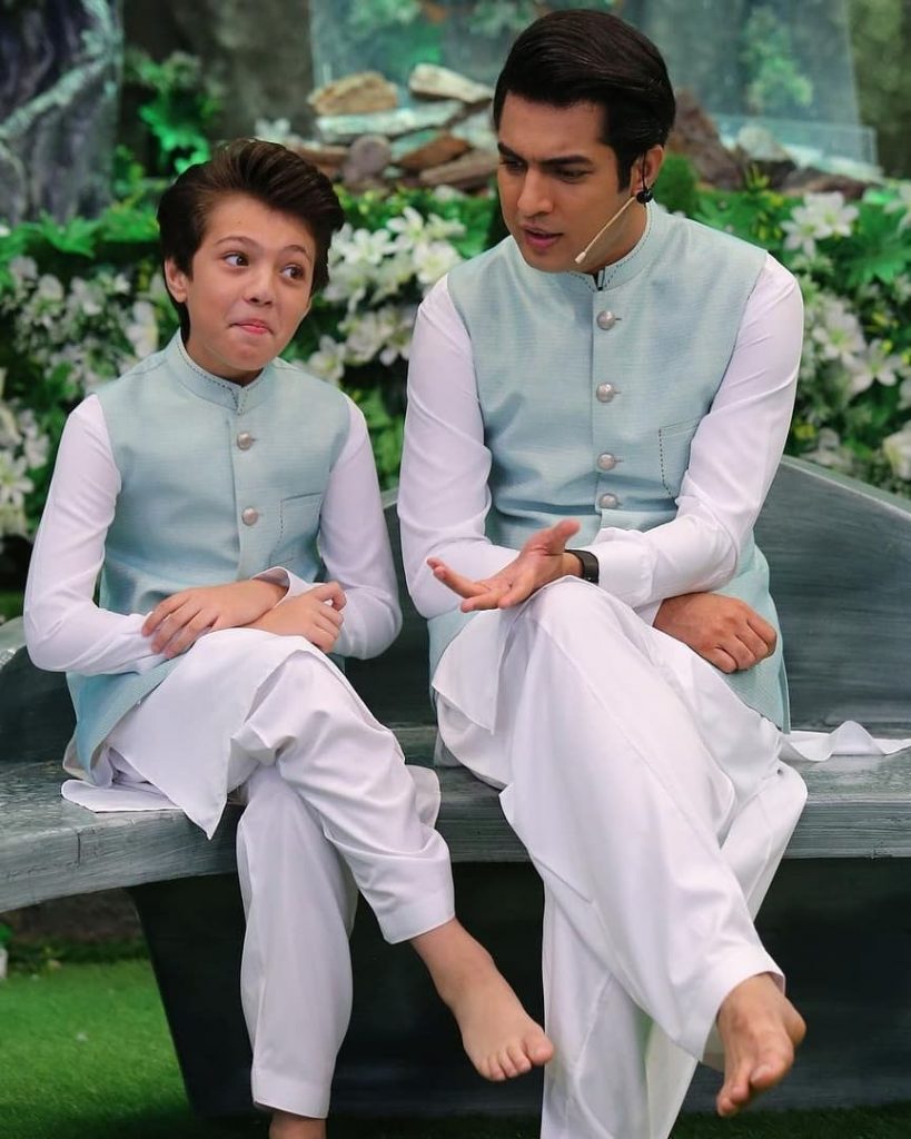 Iqrar-ul-Hassan And Pehlaaj Iqrar Pictured Together On Set Of Shan-e-Ramzan