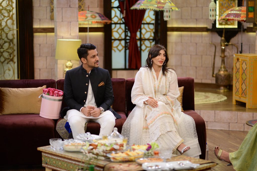 Mariam Ansari With Her Husband Owais Khan At The Set Of Shan-e-Suhoor